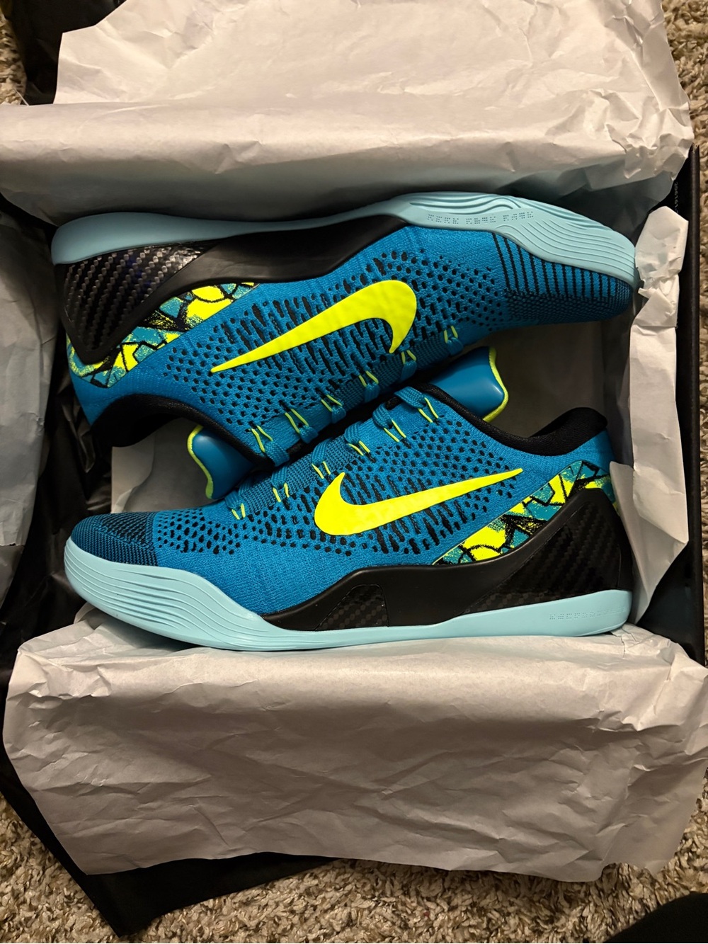 Size - 10 Nike Kobe 9 Elite "Mamba Moment" Blue Yellow Basketball Shoes